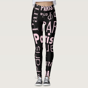 Paris pink and black paris  leggings