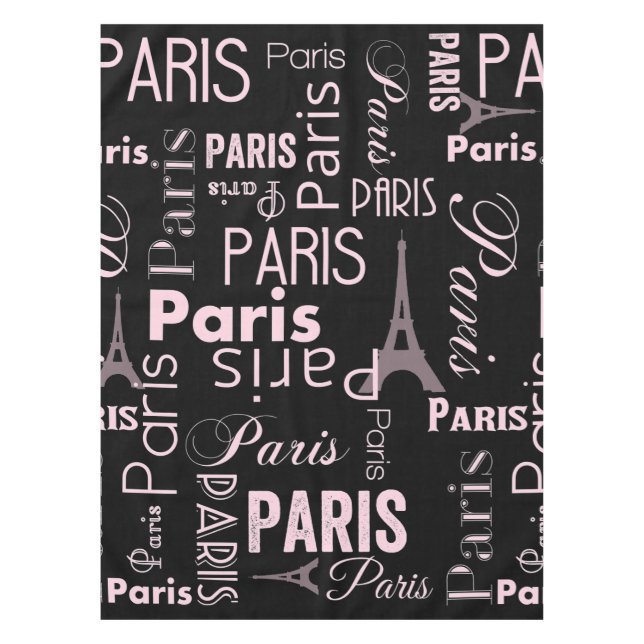 Paris pink and black tablecloth (Front)
