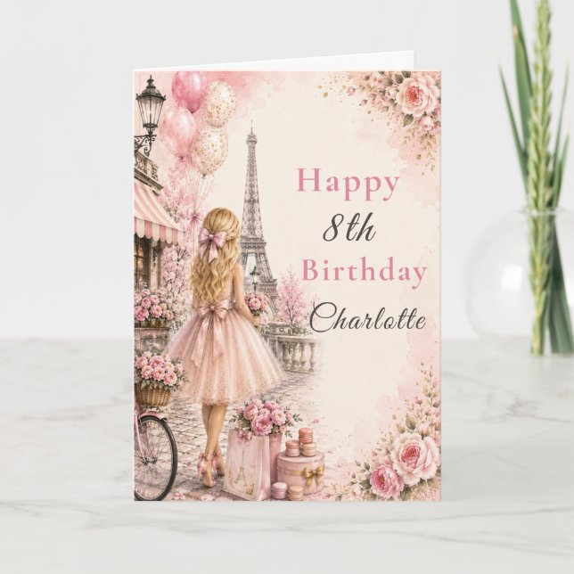Paris Pink Birthday Party Card (Front)