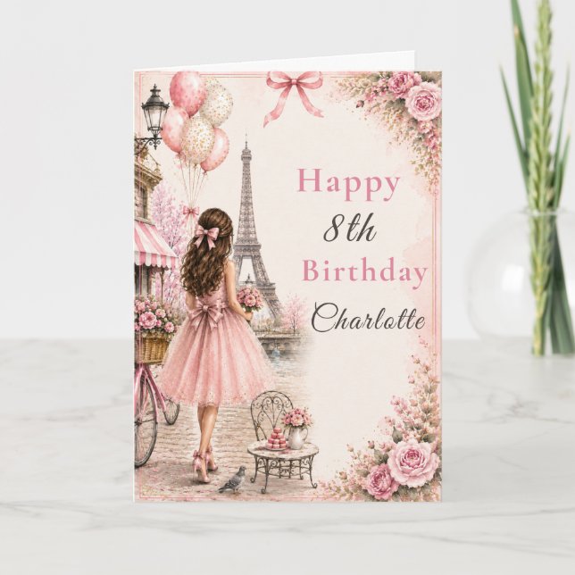 Paris Pink Birthday Party Card (Front)