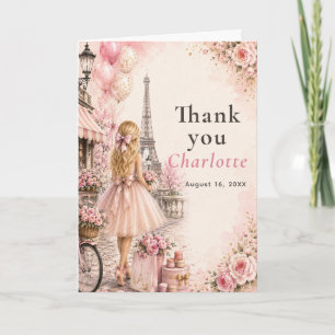 Paris Pink Birthday Party Thank You Card