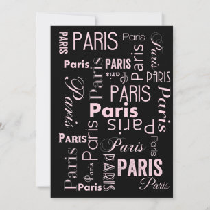 Paris pink, & black paris theme invitations 