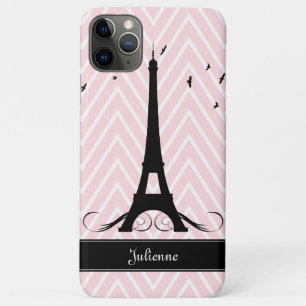 Paris Pink Chevrons Eiffel Tower iPhone 11 Pro Max Case