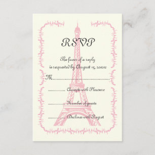 Paris pink Eiffel Tower destination wedding RSVP