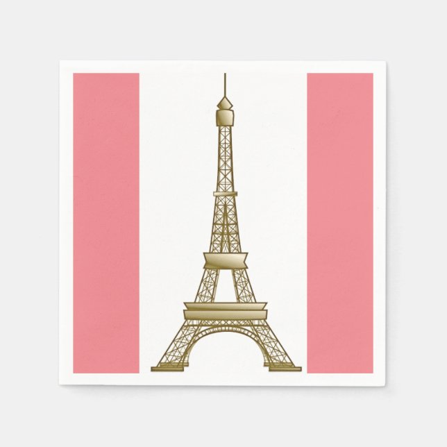 Paris Pink Eiffel Tower Paper Napkins (Front)