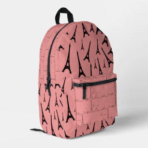 Paris Pink Eiffel Tower Printed Backpack