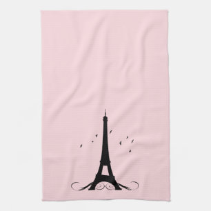Paris Pink Eiffel Tower Tea Towel