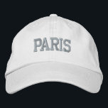PARIS Pink Embroidery on White Embroidered Hat<br><div class="desc">PARIS Pink Embroidered White Cotton Hat. Makes a wonderful gift for anybody who loves Paris France! If you would prefer to have your personal text then simply select "Personalise this template" details button to enter your choice of custom text. Embroidery is also customisable to other colour choices by selecting the...</div>