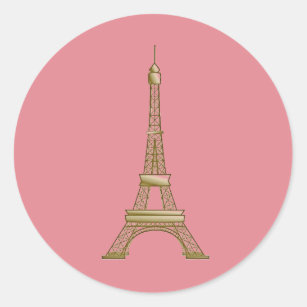 Paris Pink & Gold Eiffel Tower Classic Round Sticker