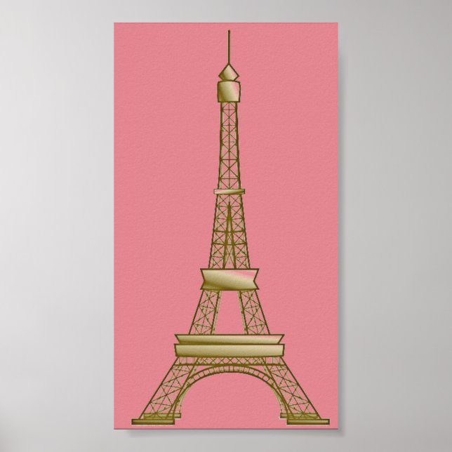 Paris Pink & Gold Eiffel Tower Poster (Front)