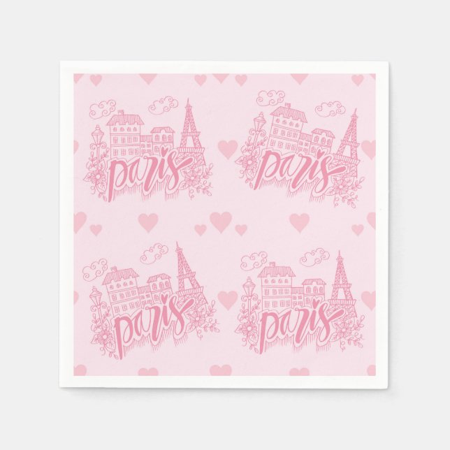 Paris Pink Paper Napkin (Front)