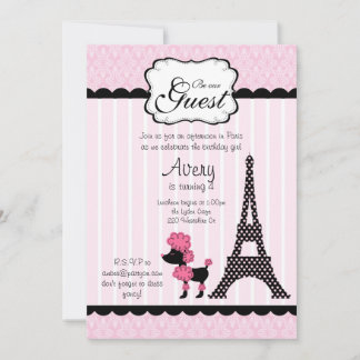 Paris Pink Poodle Eiffle Tower tea party bridal Invitation