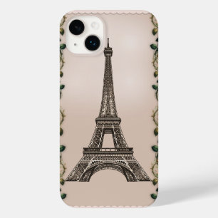 Paris Pink Rose Vines Eiffel Tower Shabby Chic Case-Mate iPhone 14 Plus Case
