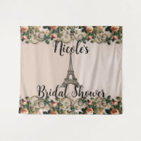 Paris Pink Rose Vines Eiffel Tower Shabby Chic