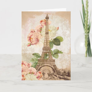 Paris Pink Rose Vintage Romantic Card