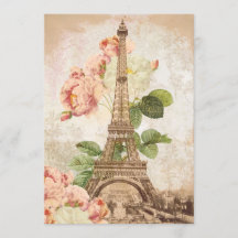 Paris Pink Rose Vintage Romantic Invitation