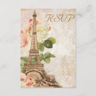 Paris Pink Rose Vintage Romantic RSVP Card