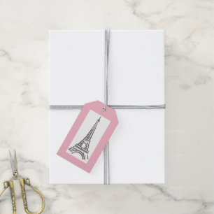 Paris Pink Themed Eiffel Tower Party Gift Tags
