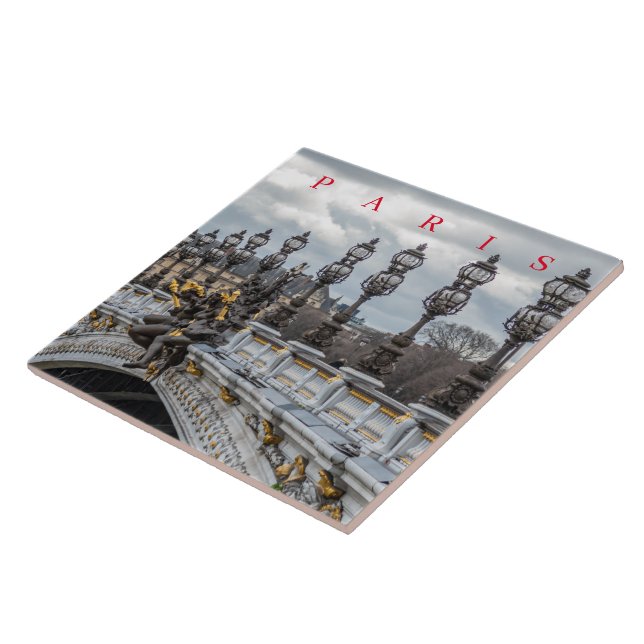 Paris Pont Alexandre III lampposts ceramic tile (Side)