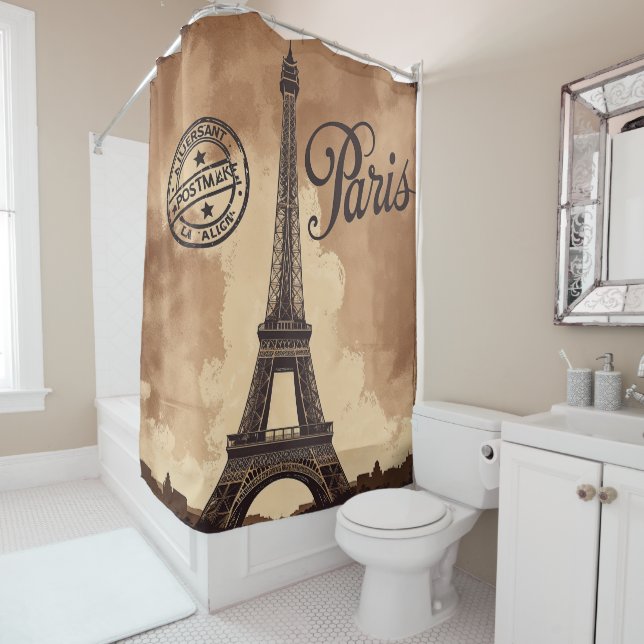 Paris Postmark Shower Curtain (In Situ)