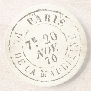 Paris Postmark Vintage French Carte Postale France Coaster