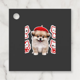 Paris Pup & Kitty Crew � Cute Beret Dog and Cat Favour Tags