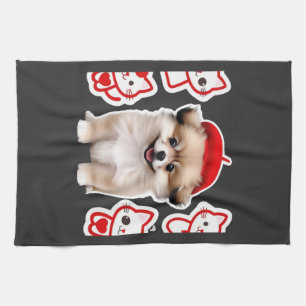 Paris Pup & Kitty Crew � Cute Beret Dog and Cat Tea Towel