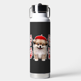 Paris Pup & Kitty Crew � Cute Beret Dog and Cat Water Bottle