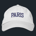 PARIS Purple Embroidery on White Embroidered Hat<br><div class="desc">PARIS Dark Purple Embroidered White Cotton Hat. Makes a wonderful gift for anybody who loves Paris France! If you would prefer to have your personal text then simply select "Personalise this template" details button to enter your choice of custom text. Embroidery is also customisable to other colour choices by selecting...</div>