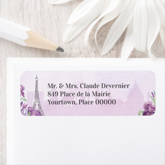 Paris Purple Iris French Return Address (Insitu)