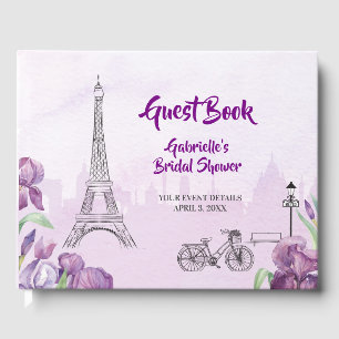 Paris Purple Iris French Special Event Guest Book