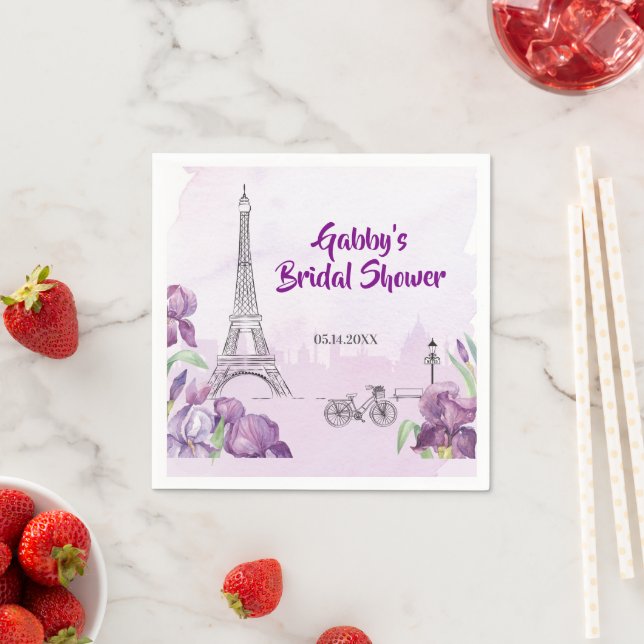 Paris Purple Iris French Special Occasion Napkin (Insitu)