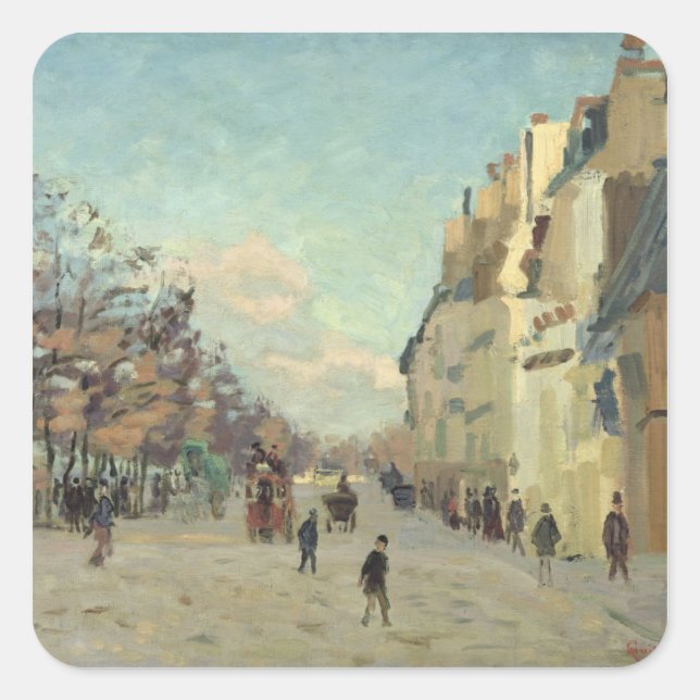Paris, Quai de Bercy, Snow Effect, c.1873-74 Square Sticker (Front)