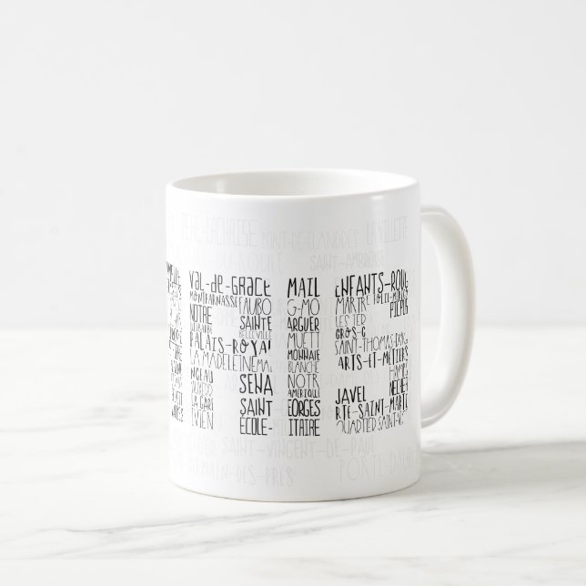 Paris Quarters Typographic Word Art Coffee Mug (Front Right)