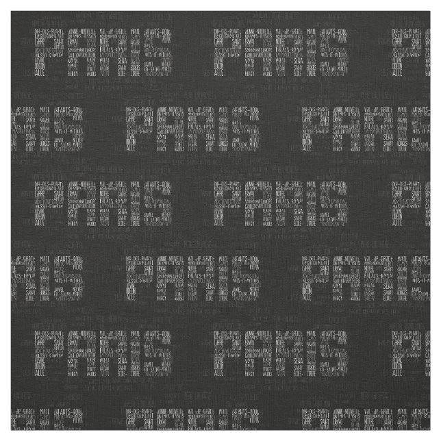 Paris Quarters Typographic Word Art Fabric (Swatch)