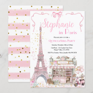 Paris Quinceañera Birthday Afternoon Tea Party Invitation