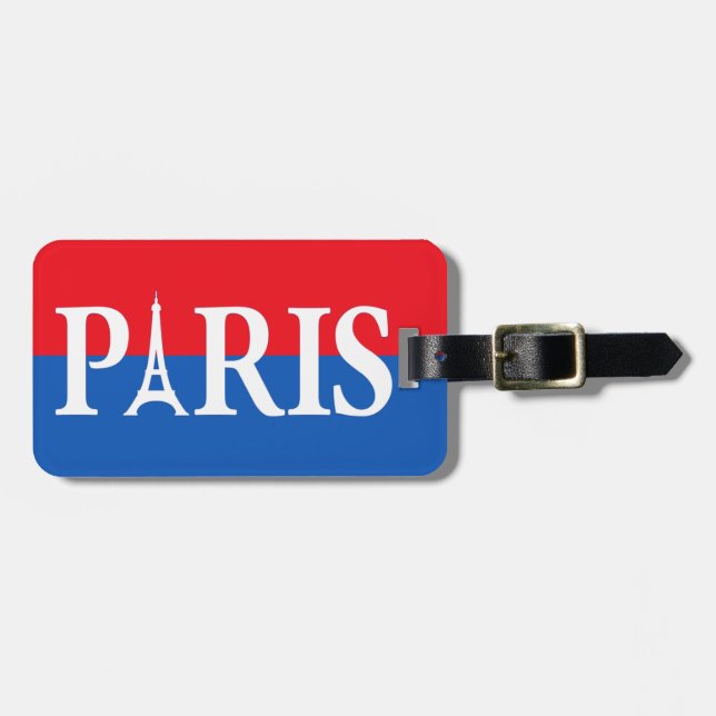 Paris - Red & Blue Luggage Tag (Front Horizontal)