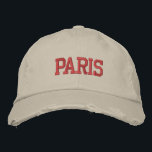 PARIS Red Embroidery Vintage Style Embroidered Hat<br><div class="desc">PARIS Red Embroidered vintage style distressed beige cotton hat. Makes a wonderful gift for anybody who loves Paris France! If you would prefer to have your personal text then simply select "Personalise this template" details button to enter your choice of custom text. Embroidery is also customisable to other colour choices...</div>