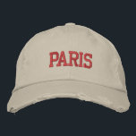 PARIS Red Embroidery Vintage Style Embroidered Hat<br><div class="desc">PARIS Red Embroidered vintage style distressed beige cotton hat. Makes a wonderful gift for anybody who loves Paris France! If you would prefer to have your personal text then simply select "Personalise this template" details button to enter your choice of custom text. Embroidery is also customisable to other colour choices...</div>