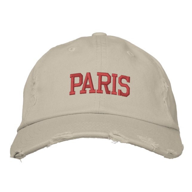 PARIS Red Embroidery Vintage Style Embroidered Hat (Front)