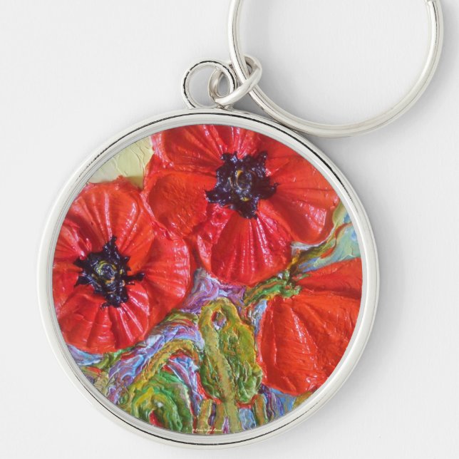Paris' Red Poppies II Key Ring (Front)