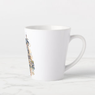 Paris refrigerator magnet with Eiffel Tower and fl Latte Mug