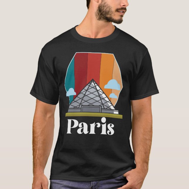 Paris Retro Louvre Museum France Art T-Shirt (Front)