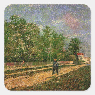 Paris Road with Peasant by Vincent van Gogh Square Sticker