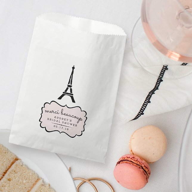 Paris Romance Eiffel Tower Bridal Shower Favour Bags (Creator Uploaded)