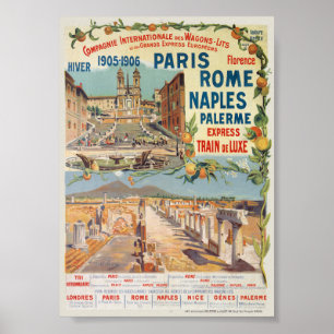 Paris Rome Naples Vintage Poster 1905