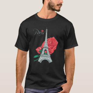 Paris Rose Eiffel Tower Roses French Love France T-Shirt