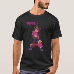 Paris Roses Eiffel Tower Souvenir France French Lo T-Shirt