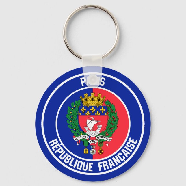 Paris Round Emblem Key Ring (Front)