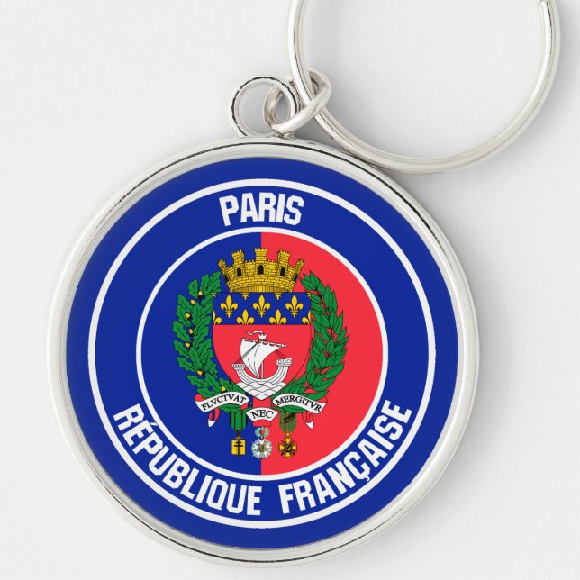 Paris Round Emblem Key Ring (Front)